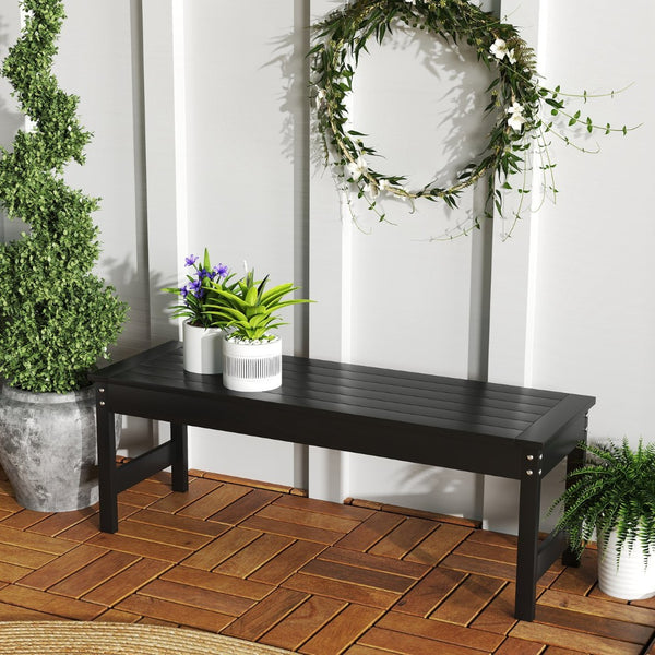 English Elm Outsunny Two Person Outdoor Hdpe Patio Bench Slatted Backless Weather Resistant W2225P485626