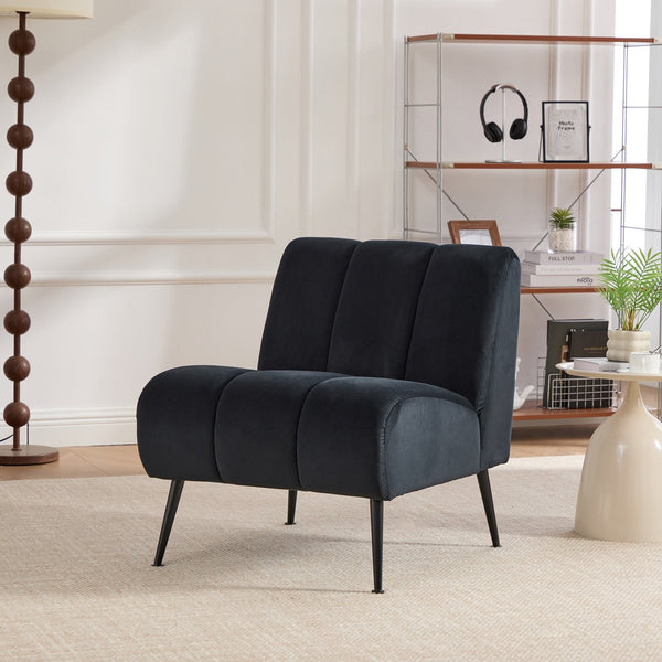 English Elm 24.4" Wide Armless Velvet Accent Chair With Black Metal Legs For Stylish Living Room & Office Use W3098P308779