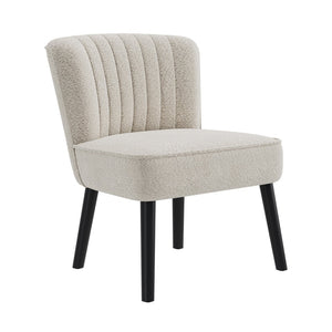 English Elm Shellback Boucle Accent Chair with Channel Tufted Back for Living Room or Bedroom B127P286650