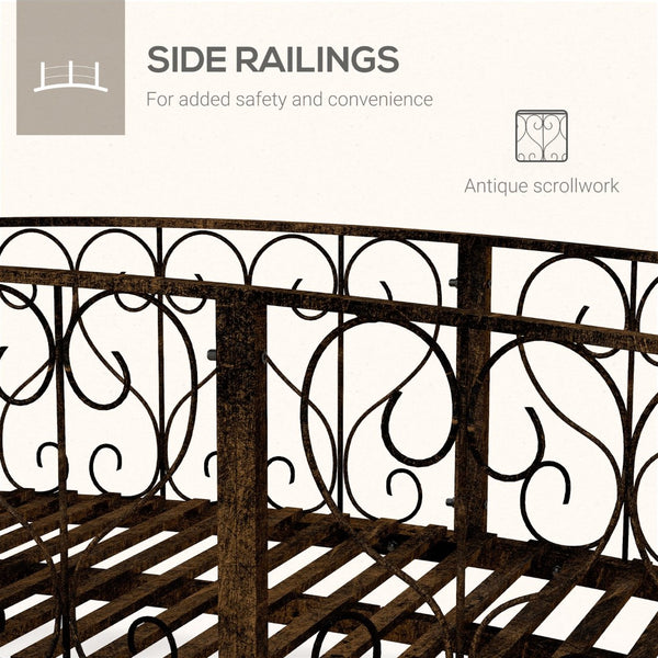 English Elm Outsunny 7' Decorative Metal Garden Bridge With Safety Siderails And Elegant Scrollwork Design W2225P174532-GIGA