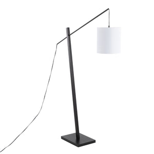English Elm Arturo Contemporary Floor Lamp – Black Wood & Steel With White Shade For Stylish Indoor Lighting B202S01387