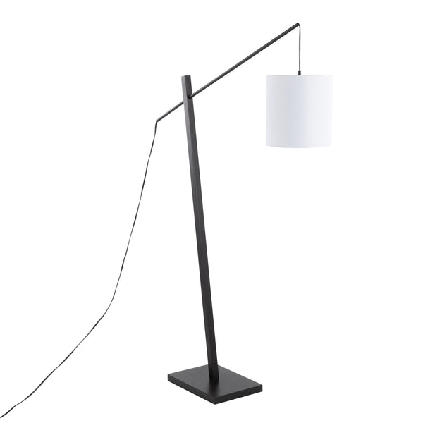 English Elm Arturo Contemporary Floor Lamp – Black Wood & Steel With White Shade For Stylish Indoor Lighting B202S01387