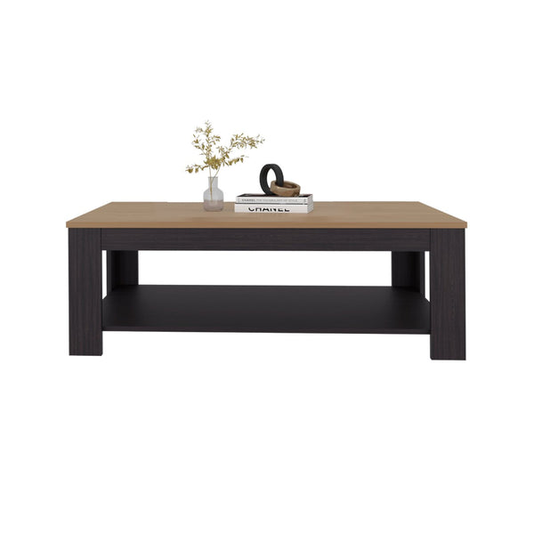 English Elm Wenge Rectangular Coffee Table With Lower Shelf – Modern Oak Design, Clean Lines & Functional Elegance B062P380044-GIGA