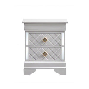 English Elm Verona Pearl White Nightstand with Dovetailed Drawers, Gold & Faux Crystal Handles, Fully Assembled B078P384070