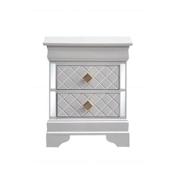 English Elm Verona Pearl White Nightstand with Dovetailed Drawers, Gold & Faux Crystal Handles, Fully Assembled B078P384070