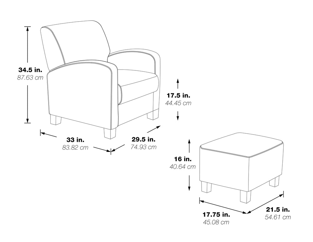 OSP Home Furnishings Aiden Chair & Ottoman Quartz
