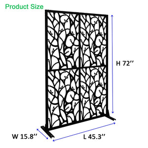English Elm Metal Bird Cutout Privacy Screen Freestanding Powder Coated Steel Patio Room Divider Black W1586P282265
