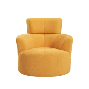 English Elm 360° Swivel Chair - Cozy Upholstered Accent Barrel Chair With Adjustable Headrest For Home & Office N719P272676L