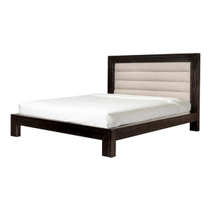 English Elm Ashcroft Channel Tufted Upholstered King Bed Tall Headboard Acacia Wood Accent Frame B2769S00016