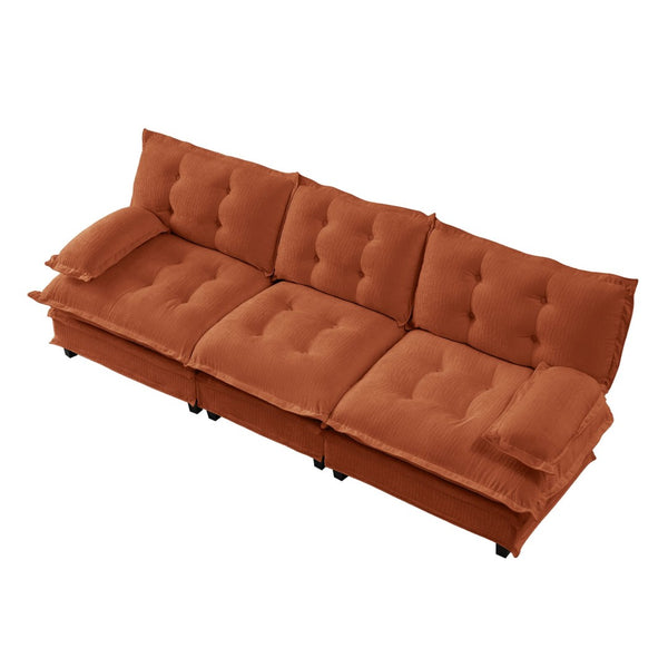 English Elm 107" Modular Cloud Sectional Sofa Deep Seat Chenille Upholstered Living Room Couch Orange W714S01737