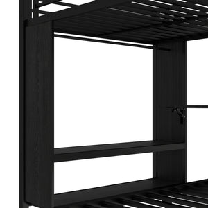 English Elm Full Over Twin Bunk Bed With Integrated Wardrobe, Trundle, Foldable Desk & Noise-Reduced Design In Black W1580S00136
