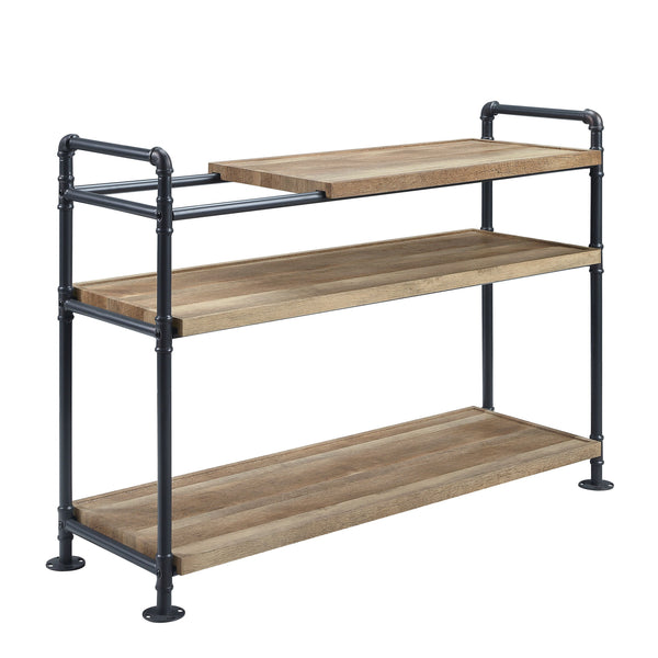 English Elm Brantley Industrial Bookshelf with Water Pipe Metal Frame, Powder-Coated Finish & 3 Wide Shelves Sand 50 L x 22 W x 5 H B2726S00193