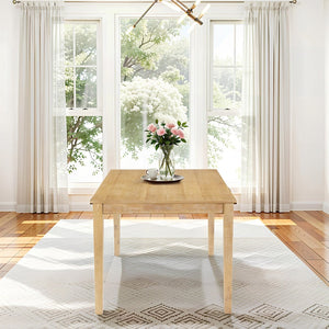 English Elm Farmhouse Rubberwood Dining Table Seats Six with Veneer Top for Rustic Kitchens W2896P245742