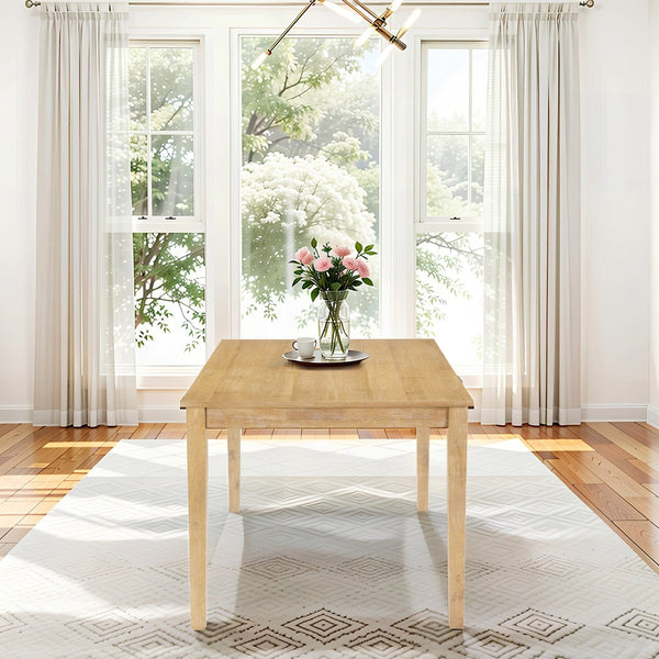 English Elm Farmhouse Rubberwood Dining Table Seats Six with Veneer Top for Rustic Kitchens W2896P245742