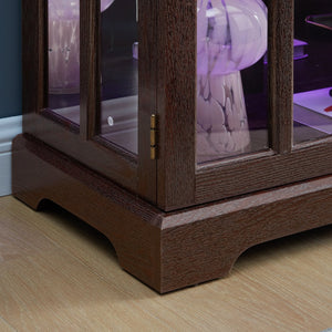 English Elm Led Curio Display Cabinet - Antique Cherry 4-Door Showcase With Adjustable Shelves & Colorful Lighting W2275P231691