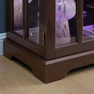 English Elm Led Curio Cabinet Four Glass Doors Cherry Finish Adjustable Shelves for Collectibles W2275P460424