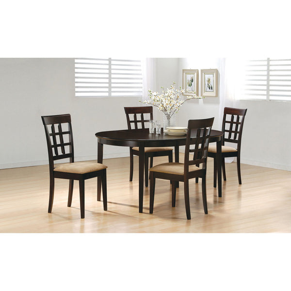 English Elm Missell Zen-Inspired 5-Piece Dining Set With Cappuccino Finish And Beige Upholstered Chairs B062S01039