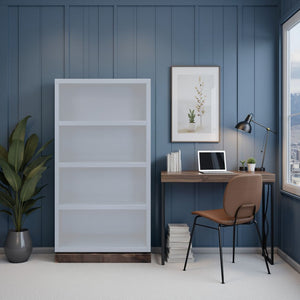 English Elm Nora Modular 60" High Bookshelf – Fully Assembled Two-Tone Alder & Poplar Shelving for Stylish Storage White B108P345202