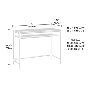 English Elm Writing Desk with 1" Thick Top and Lower Shelf, Gray Engineered Wood, Metal Frame, 40x18 Surface B356P367967