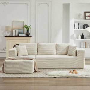 English Elm 106" Cloud Sectional Couch - Modern L-Shape Modular Sofa With Plush Corduroy, No Assembly Needed! W1143S00026