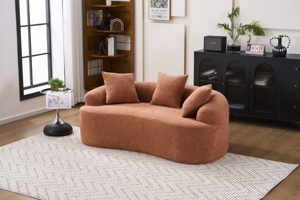 English Elm Ly-025s Chenille Curved Loveseat Compact Sofa with Spring Support for Small Spaces W2231P495049