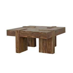 English Elm Square Solid Sheesham Coffee Table with Natural Finish, Geometric Design, Durable Rustic Centerpiece B016P380962