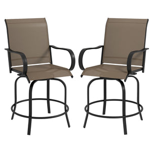 English Elm Outsunny Stylish Set Of 2 Outdoor Swivel Bar Stools With Armrests, Mesh Seating, And Steel Frame W2225P174468-GIGA