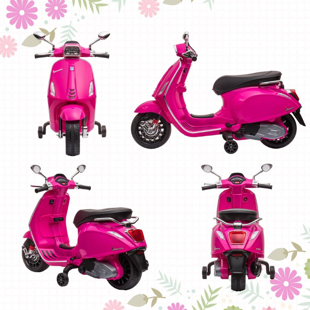 English Elm Qaba Vespa Licensed Retro Ride on Electric Motorbike for Toddlers with Fm Radio Pink W2225P229331