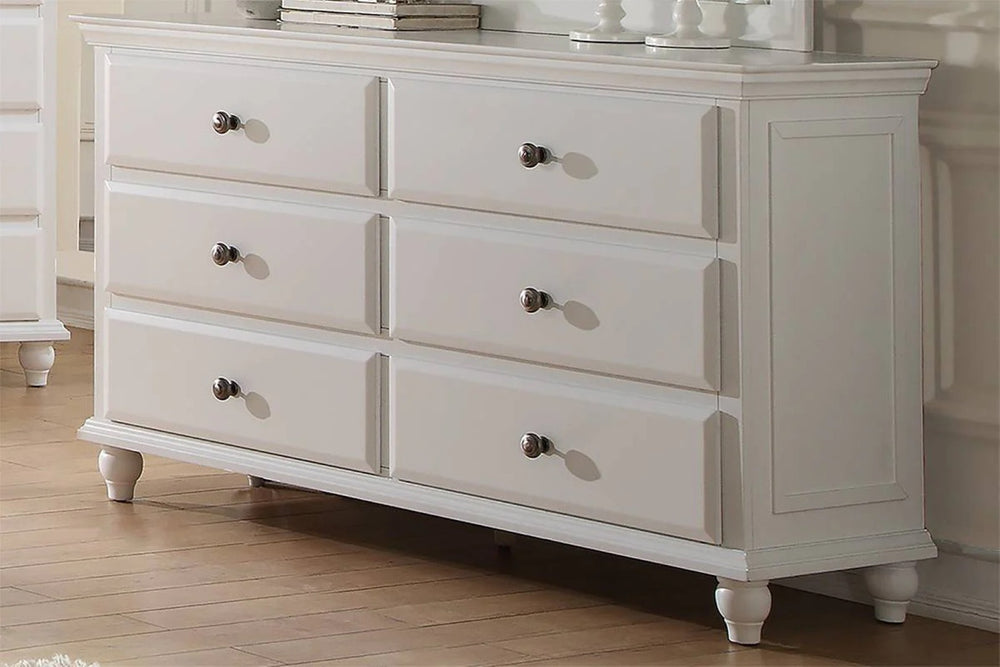 English Elm Modern Wide Dresser with Knob Hardware White Birch Veneer Bedroom Storage Chest B011P448739