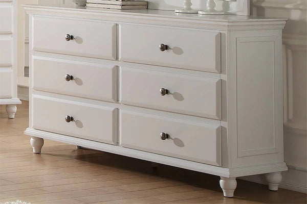 English Elm Modern Wide Dresser with Knob Hardware White Birch Veneer Bedroom Storage Chest B011P448739