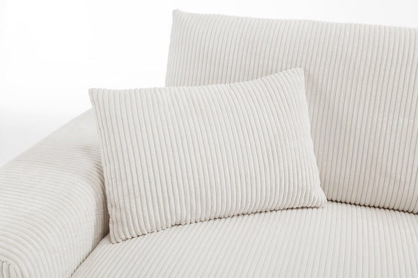 English Elm Nordic-style L-shaped flannel sofa with solid wood frame, ergonomic comfort and durable stain-resistant fabric for modern minimalist living room gatherings White W2795S00030