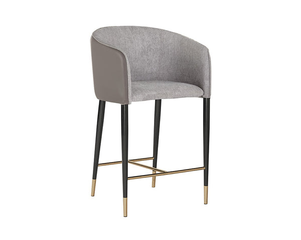 Sunpan ASHER Counter Stool - Stylish Flint Grey Fabric & Napa Taupe Faux Leather for Modern Spaces 104919