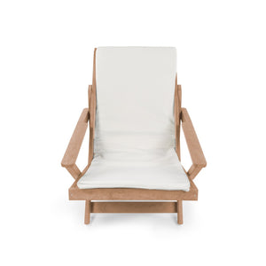 English Elm Pinecrest Outdoor Folding Lounge Chair Recycled Hdpe Reclining Patio Seat with Cushion Teak B2745P409694