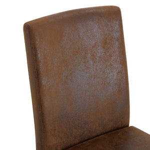 English Elm Four Modern Upholstered Dining Chairs Brown Faux Leather Foam Cushion Metal Legs W1151P357625