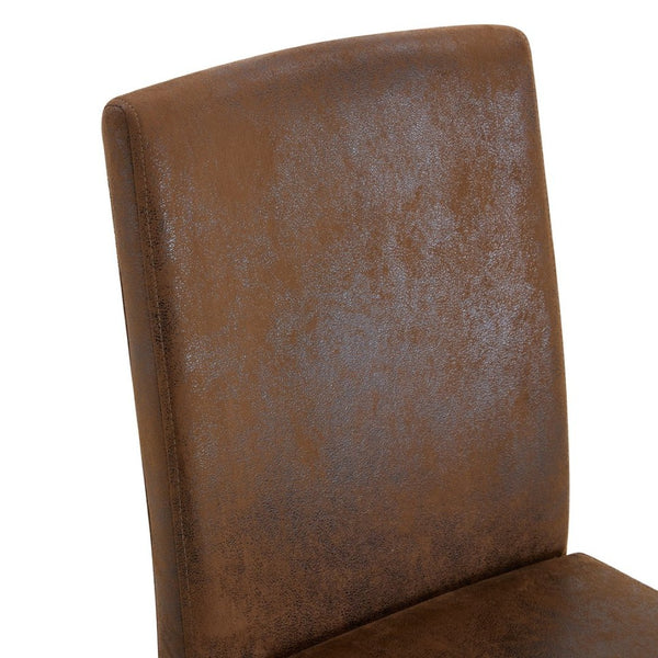 English Elm Four Modern Upholstered Dining Chairs Brown Faux Leather Foam Cushion Metal Legs W1151P357625