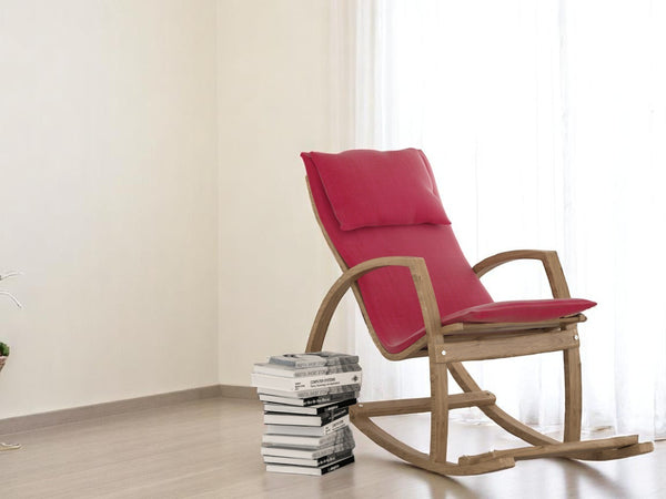 English Elm Modern Children's Rocking Chair with Sturdy Wooden Frame, Upholstered High Back, Washable Fabric, Safe Soothing Motion for Nursery and Playroom (Ages 0-8) Red B029P330083