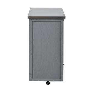 English Elm Foldable Outdoor Kitchen Cart with Stainless Worktop Fir Wood Frame and Lockable Wheels Grey N719P380278E