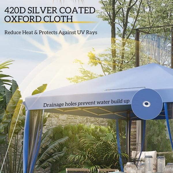 English Elm Height Adjustable 10x10 Pop up Canopy with Mesh Walls Steel Frame Uv Protection Blue T3971P425612