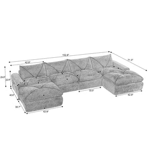 English Elm Modern Chenille Modular Sectional Sofa with Built-in Foot Pedals for Relaxed Living Beige W3396S00067