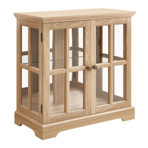 English Elm Led Curio Display Cabinet - Antique Oak Showcase With Adjustable Shelves, Remote & Lattice Doors For Home W2275P231692