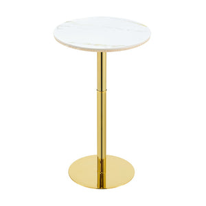 English Elm Rock Slab Round Bar Table with Gold Stainless Steel Base for Modern Home Entertaining W2920P443467