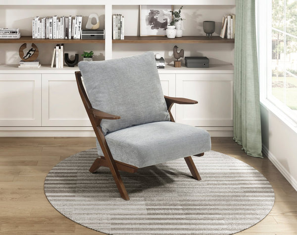 English Elm Mid-Century modern accent chair with solid rubberwood frame, chenille upholstery, plush seat comfort Brown,Gray 45 L x 25.5 W x 14.5 H B011P347874