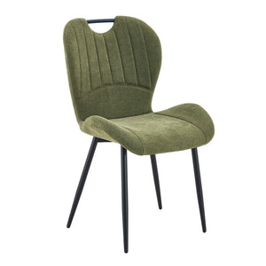 English Elm Set of 4 Olive Fabric Dining Chairs Ergonomic Cushion Black Steel Frame Modern Black+Green W1151P454883
