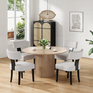 English Elm Upholstered Armless Dining Chairs Set of 2 Solid Hardwood Frame Curved Back Kitchen Beige,Black T3623P433679