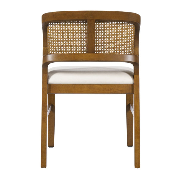 English Elm Mid-century Modern Rattan Cane Back Dining Chair Set Rubberwood Frame Upholstered Seat N768P437928W