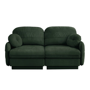 English Elm Chenille Cloud Loveseat with Quilted Back Cushions Deep Foam Seat Modern Living Room Sofa Green W714S01765