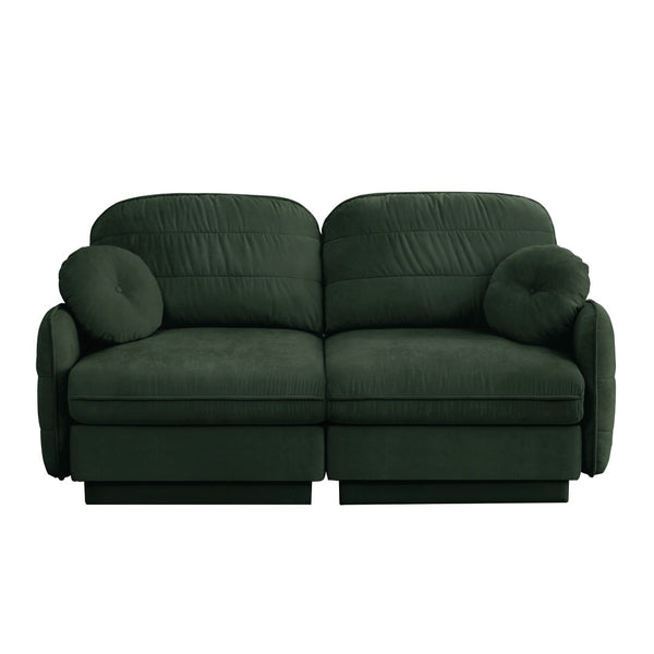 English Elm Chenille Cloud Loveseat with Quilted Back Cushions Deep Foam Seat Modern Living Room Sofa Green W714S01765