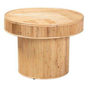English Elm Modern Rattan Woven Mahogany Two-tier Round End Table for Bohemian Living Spaces B2750P420401