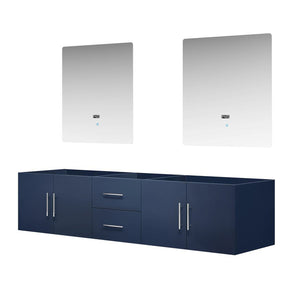 English Elm Navy Blue Double Bath Vanity With 2 Led Mirrors, 80 In. W, Elegant Storage For Modern Bathrooms B2731S00554