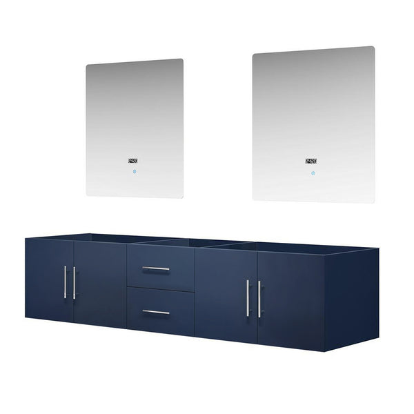 English Elm Navy Blue Double Bath Vanity With 2 Led Mirrors, 80 In. W, Elegant Storage For Modern Bathrooms B2731S00554